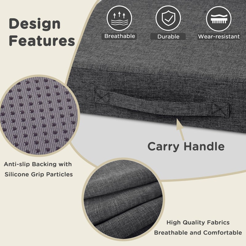 AddGrace Recliner Cushions for Elderly Thick Seat Cushion 20"x20"x4" Chair Pads with Non Slip Backing and Washable Cover for Couch Armchair Chairs Dark Grey - Image 4