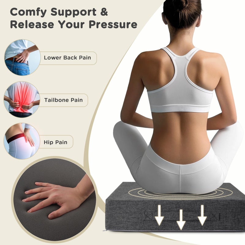 AddGrace Recliner Cushions for Elderly Thick Seat Cushion 20"x20"x4" Chair Pads with Non Slip Backing and Washable Cover for Couch Armchair Chairs Dark Grey - Image 3