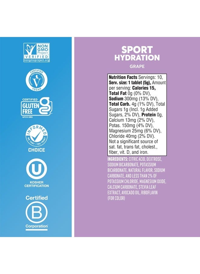 Sport Electrolyte Tablets for Proactive Hydration, Grape, 8 Pack (80 Servings)