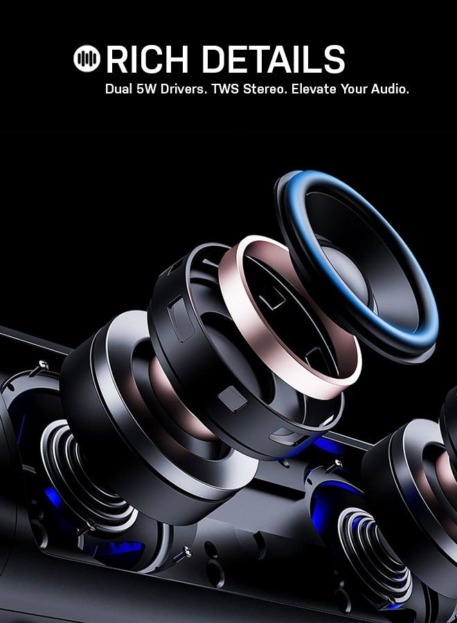 SEEKEN Soundbreeze Portable Bluetooth Speaker - Black | 10H Playtime | TWS Function | SD Card Support | Premium Design. - Image 2