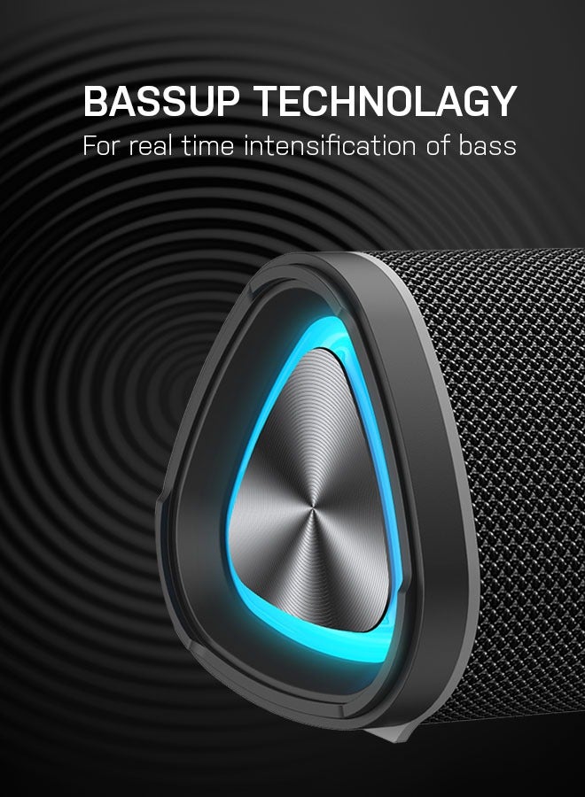 SEEKEN Soundbreeze Portable Bluetooth Speaker - Black | 10H Playtime | TWS Function | SD Card Support | Premium Design. - Image 3