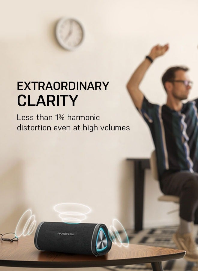 SEEKEN Soundbreeze Portable Bluetooth Speaker - Black | 10H Playtime | TWS Function | SD Card Support | Premium Design. - Image 4