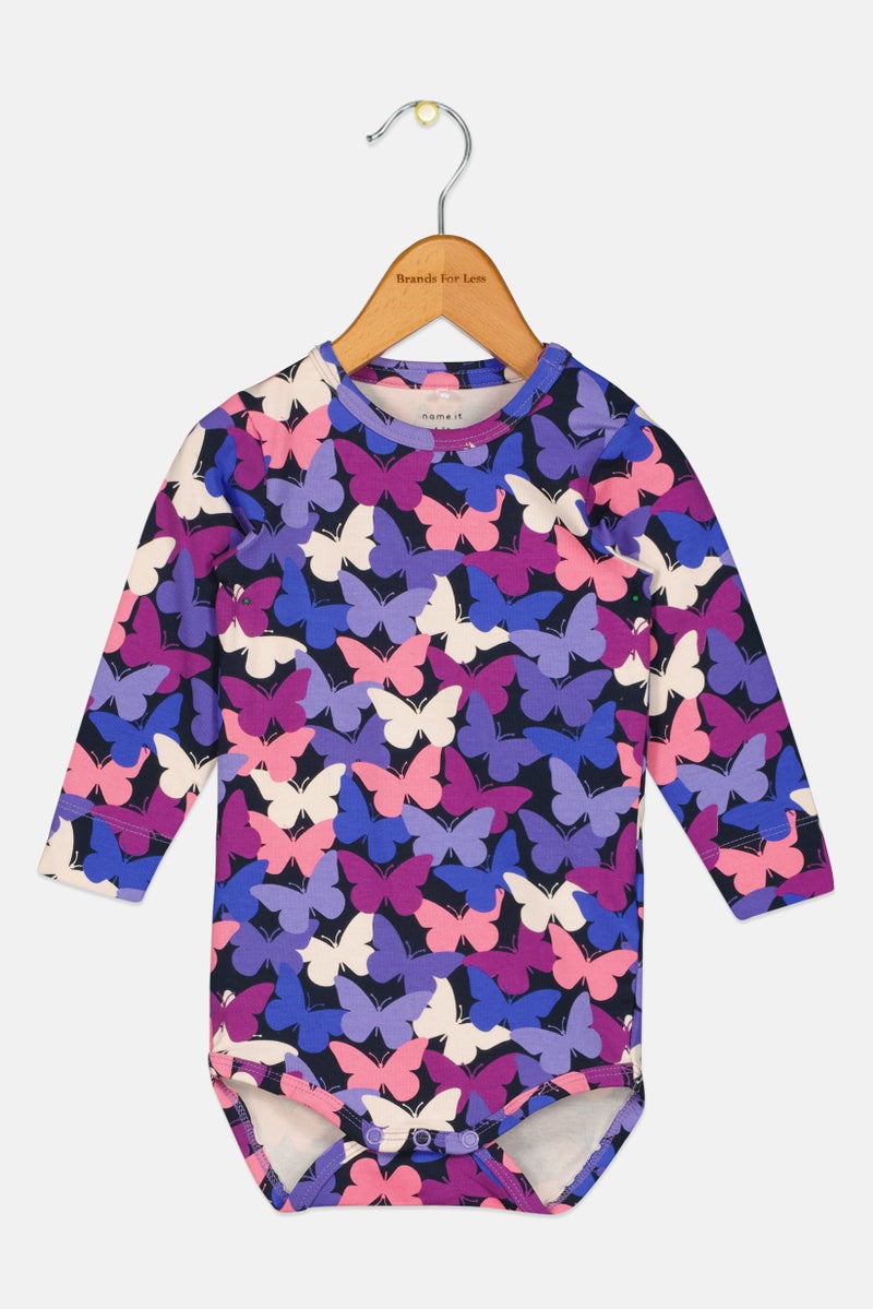 NAME IT Toddlers Girl Long Sleeves Graphic Print Bodysuit, Multicolor - Image 1
