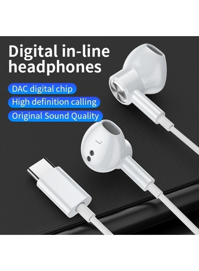 BABONA USB C Headphones Wired Type C Earphones for Samsung Galaxy S26 S25 S24 Plus S23 S22 S21 S20 Ultra Magnetic Corded Earbuds for iPhone 15 Pro Max 16 16e 17 17e Air for Apple Android Ear Buds White - Image 2