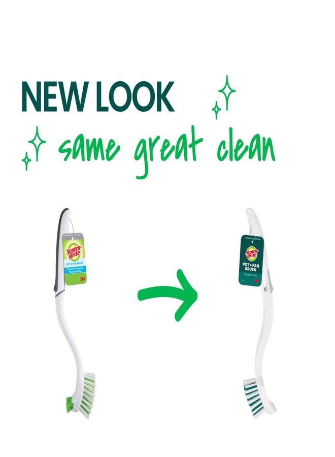 Scotch Brite Scotch-Brite Pot + Pan Brush, Durable and Long Lasting Dish Brush with Handle for Scrubbing Stainless Steel, Outdoor Furniture, and Sinks without Scratching, Antimicrobial, and Rinses Clean - Image 2