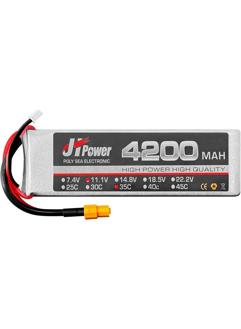 HAWK'S WORK 3S Lipo Battery 11.1V 4200mAh 35C, LiPo Battery Pack with XT Connector for FPV Drone Quadcopter RC Helicopter Airplane Boat Car Truck Hobby - Image 1