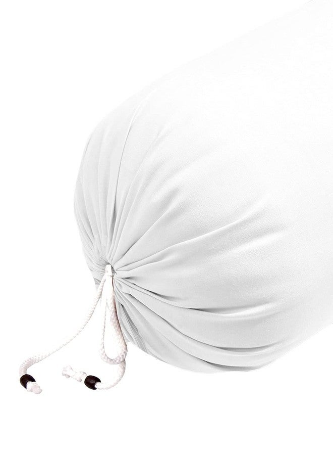 Welfic Plain Cotton Bolsters Cover Set of 2 (White) - Image 3