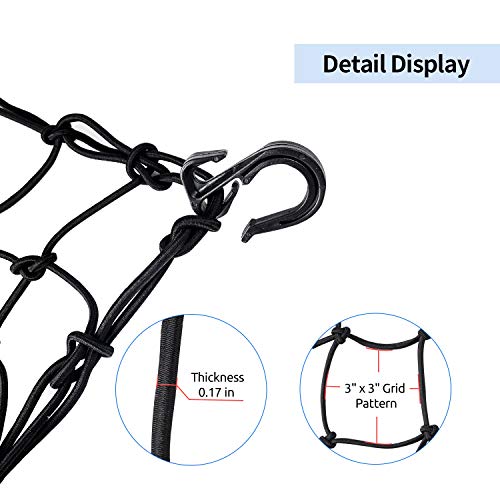 SunFounder Super Strong Stretch Heavy-Duty 15" Cargo Net for Motorcycle ATV - Stretches to 45" Black - Image 5