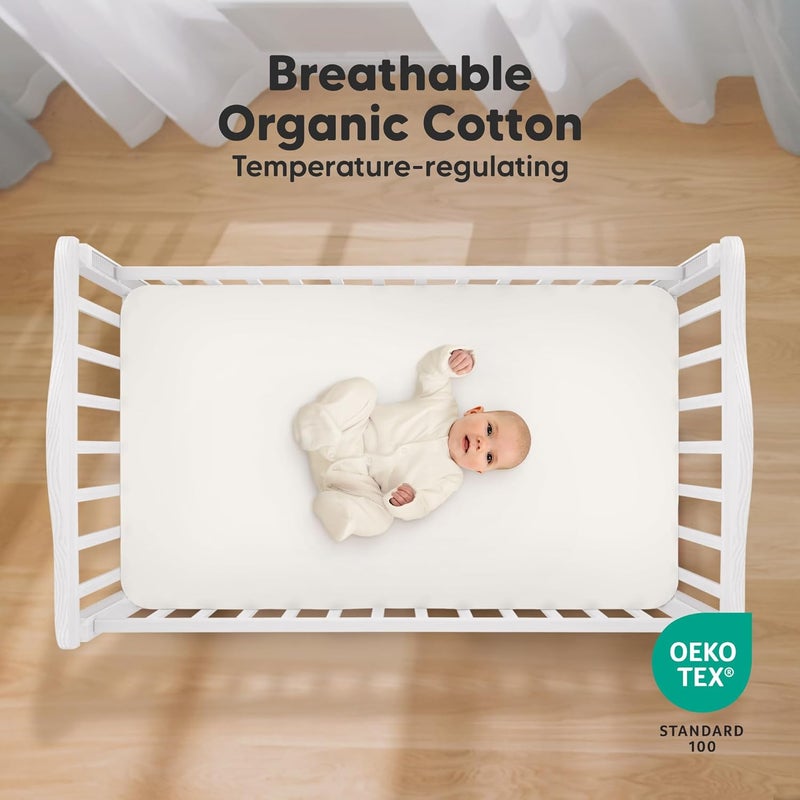 KeaBabies شراشف سرير أطفال عضوية 2-pack للأولاد والبنات - 52x28 شراشف سرير مناسبة، غطاء قطن جيرسي قابل للتنفس لسرير الأطفال، مرتبة الأطفال، مطبوعات ناعمة وجميلة (فوكستروت) - Image 3