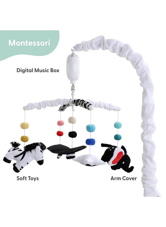 The Peanut Shell موبايل سرير الأطفال من بي نات شيل للأولاد والبنات، موسيقي، موبايلات حضانة مونتيسوري، ديكور سرير باللونين الأسود والأبيض، موبايل عالي التباين، ألعاب سرير معلقة، ملحقات سرير للأولاد - Image 2