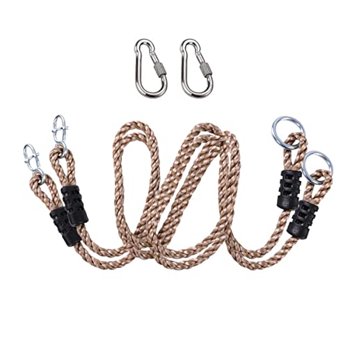 Shopster Kid Adjustable Climbing Nylon Rope for Outdoor Swings/Playground Set Accessories-180 Cm (6Ft), 2 Carabiner Included, Pack of 2,Multicolor - Image 1
