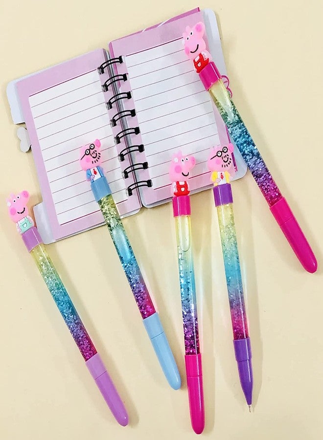 APCATIO Rainbow Unicorn Water Glitter Lava Pig Cartoon Pen Cute Stationary (Pak Of 4), Pen for Kids, Best Gift for Girls, Best Gift for Kids - Image 1