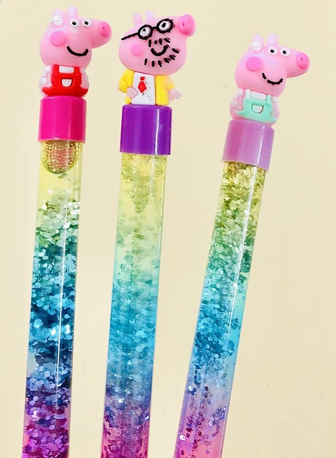 APCATIO Rainbow Unicorn Water Glitter Lava Pig Cartoon Pen Cute Stationary (Pak Of 4), Pen for Kids, Best Gift for Girls, Best Gift for Kids - Image 2
