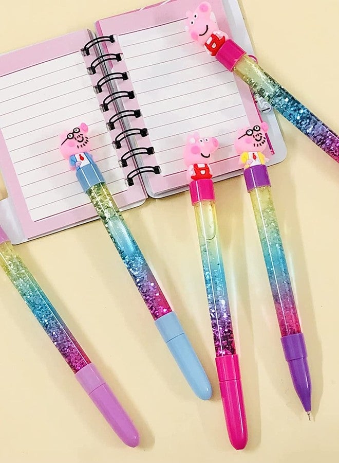 APCATIO Rainbow Unicorn Water Glitter Lava Pig Cartoon Pen Cute Stationary (Pak Of 4), Pen for Kids, Best Gift for Girls, Best Gift for Kids - Image 3