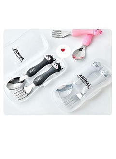 NIBEMINENT Toddler Utensils Set  3PCS Kids Cutlery Sets Children's Portable Tableware Spoon & Fork Set with Plastic Case 304 Stainless Steel BPA Free Dishwasher Safe (Chicken, Bear, Bunny)  - Image 5