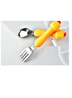NIBEMINENT Toddler Utensils Set  3PCS Kids Cutlery Sets Children's Portable Tableware Spoon & Fork Set with Plastic Case 304 Stainless Steel BPA Free Dishwasher Safe (Chicken, Bear, Bunny)  - Image 2
