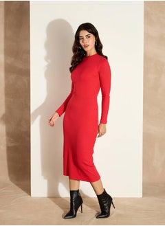 SASSAFRAS Rib Bodycon Long Sleeves Midi Dress by Styli  - Image 2