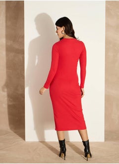 SASSAFRAS Rib Bodycon Long Sleeves Midi Dress by Styli  - Image 3