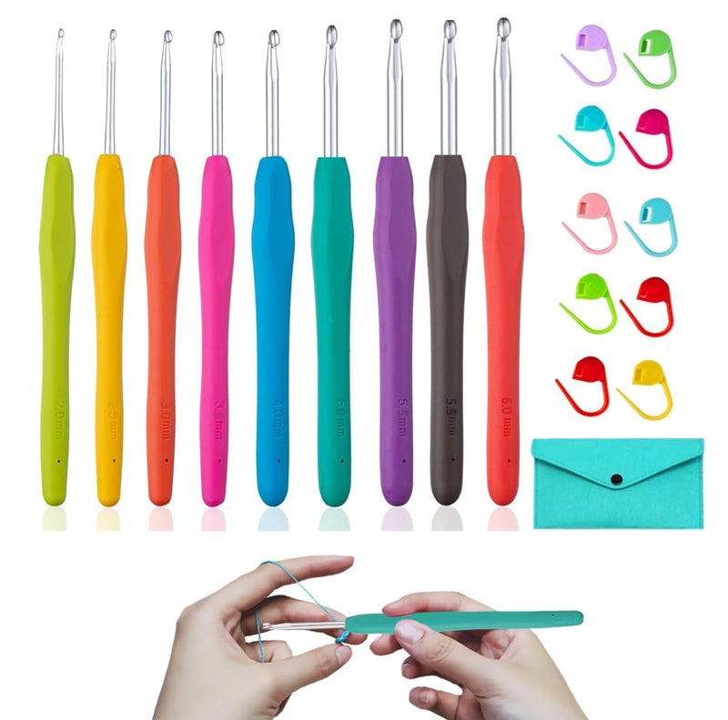 Yarniss Ergonomic Crochet Hooks Set 9 Sizes Crochet Hooks with Case 20mm60mm