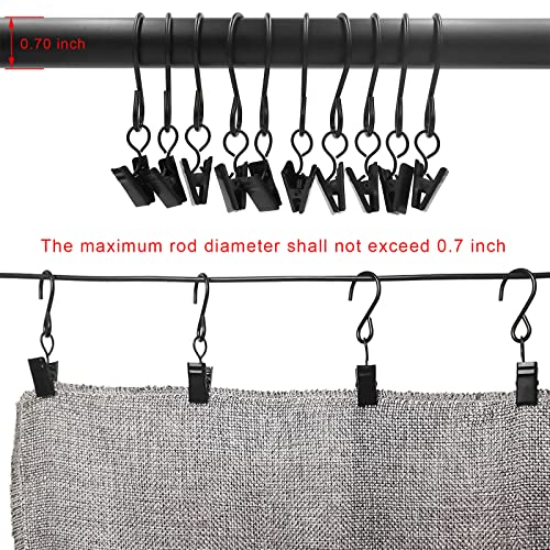 AMZSEVEN Stainless Steel S Hooks Curtain Clips, 50 Pack Hanging Party Lights Clips, Hangers Gutter Photo, Art Craft Display, 3 Inch Long, Black - Image 4