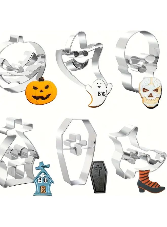 This Set Includes 6 Stainless Steel Halloween Cookie Cutters With Various Designs For Cake And Cookie Baking Perfect For Halloween Celebrations - Image 5