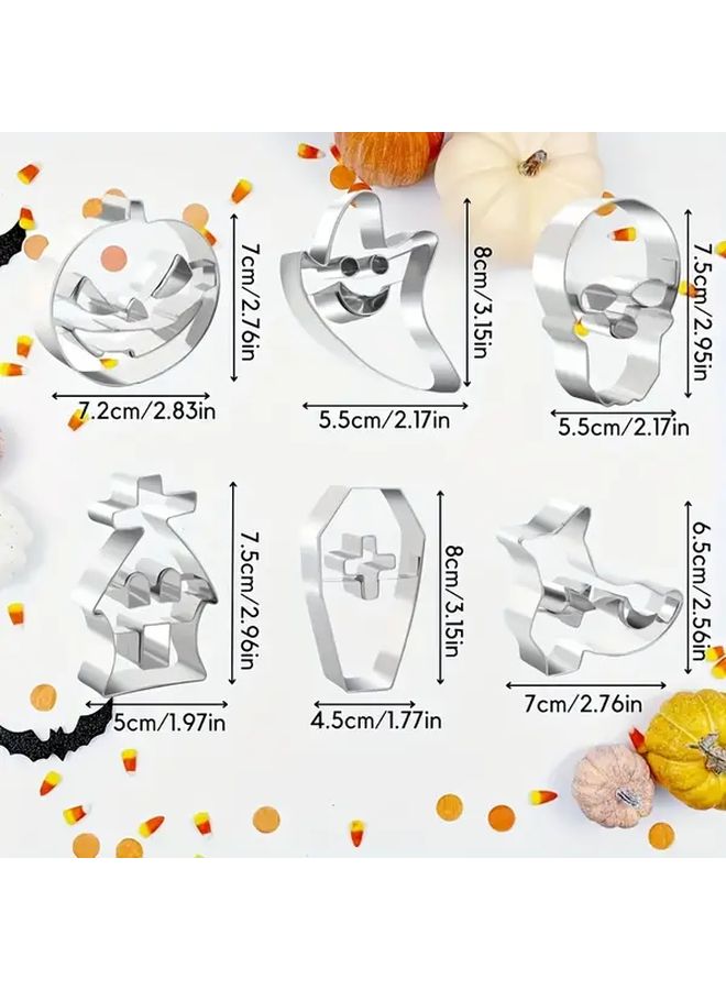 This Set Includes 6 Stainless Steel Halloween Cookie Cutters With Various Designs For Cake And Cookie Baking Perfect For Halloween Celebrations - Image 3