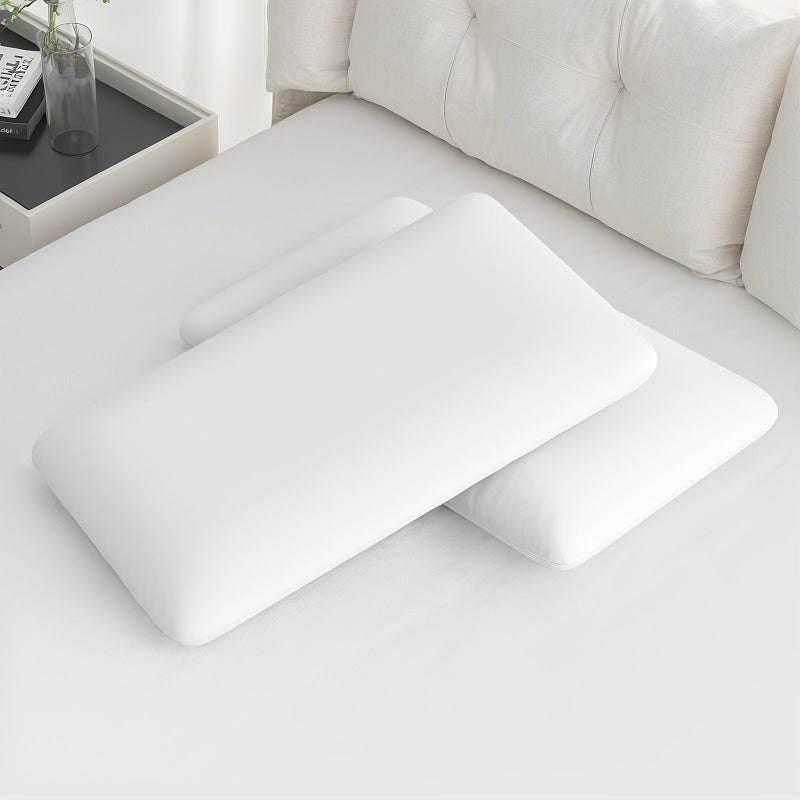 Thin Cooling Pillow For Bed Neck Pillow For Side Back Stomach Sleepers Slow Rebound Soft Comfort Dual Tone Pillowcase With Ice And Polyester 2 Sided Nap Travel Office Light Blue White 21 65 X 13 78 X 3 15 Inch - Image 3