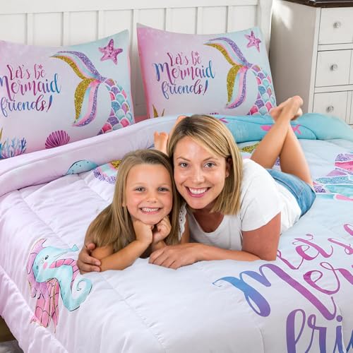 Cokouchyi Twin Size Comforter Set for Girls, 5-Piece Bed in a Bag, 3D Colorful Mermaid Bedding Comforter Sheet Set, Ultra Soft and Fluffy, Mermaid - Image 5