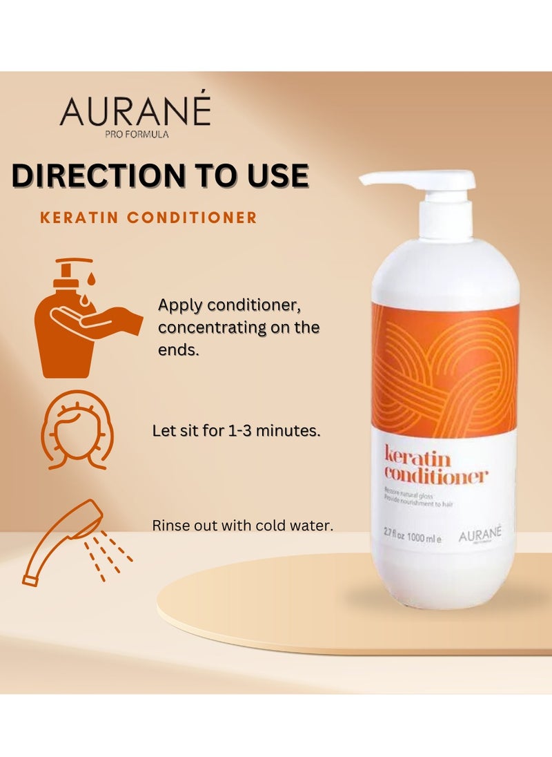 AURANE Keratin Conditioner 1000ml - Professional Hair Care for Repairing and Nourishing Damaged Hair - Keratin Infused Formula for Frizz Control - Hydrating and Smoothing - Salon Quality Re  - Image 4