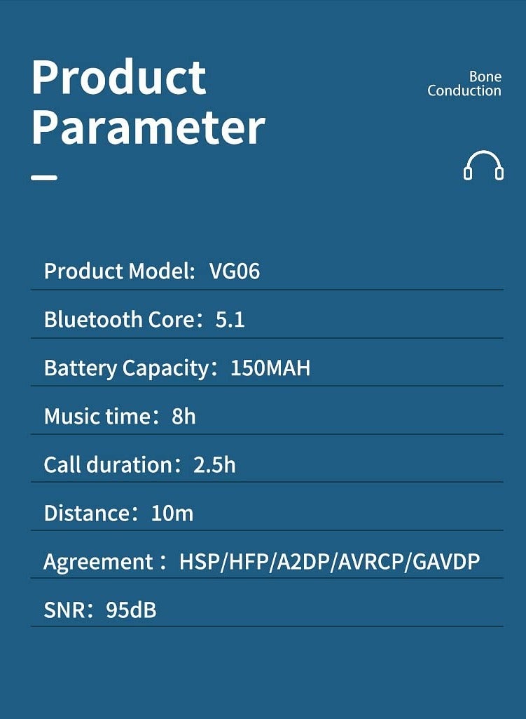 Bluetooth Headphones Bone Conduction Open Ear Wireless earphone Sport Headset Waterproof with Mic for Gym, Cycling, Hiking - Image 5