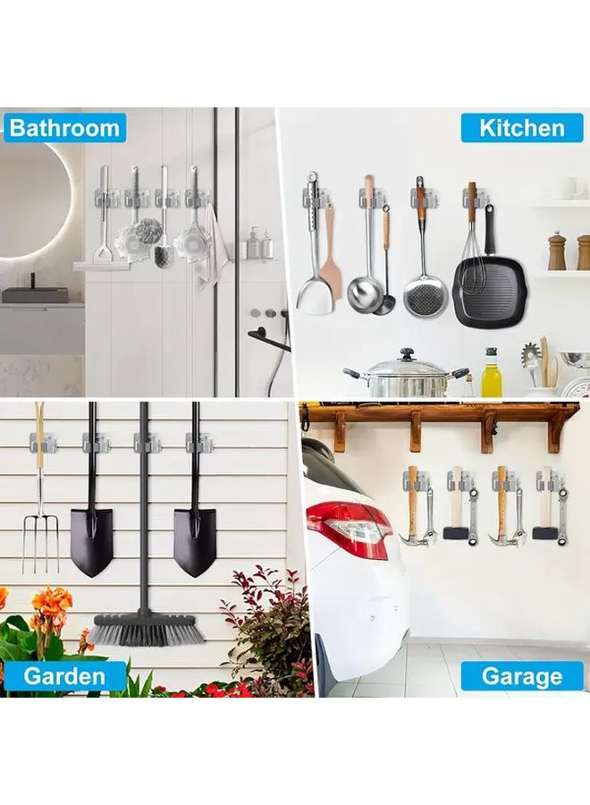 3Pcs Metal Heavy Duty Punch Free Mop Broom Holder No Drill Self Adhesive Hooks - Image 4