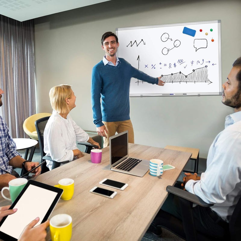 H-Qprobd White Board 36" x 24" Dry Erase Board for Wall Whiteboard 3' x 2' (2 Pack) Magnetic Presentation Board with Long Pen Tray, Wall-Mounted White Boards for Home, Office and School - Image 4