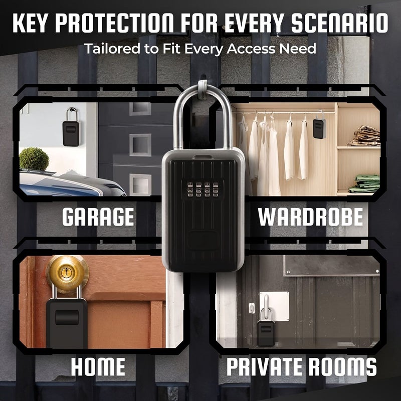 Silvery Anti-theft Hook Code Key Box Super Secure Metal Key Safe for Outdoor Home Garage Office Storage - Image 5