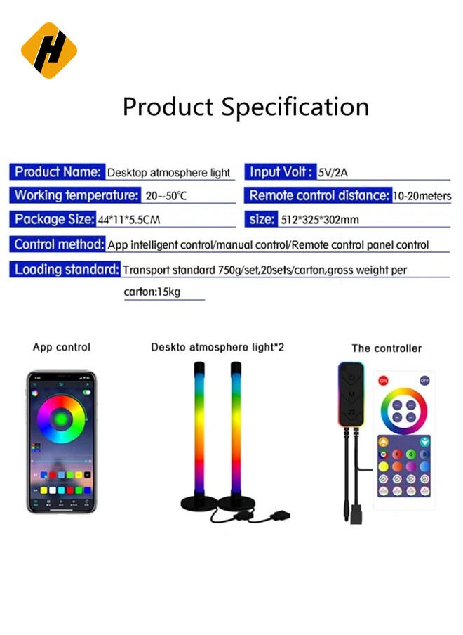 هوها قضبان مصباح LED الذكية RGB ، الإضاءة المحيطة ، قضبان ضوء تدفق شاشة Bluetooth مع التحكم في التطبيق ، شريط ضوء ألوان ألوان لتزيين التليفزيون/الغرفة/الفيلم/الكمبيوتر.  - Image 5