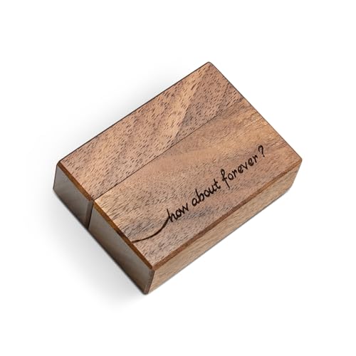 Wislist Wooden Engagement Ring Box Small Slim Flat Ring Case for Proposal,Wedding (How about forever) - Image 2
