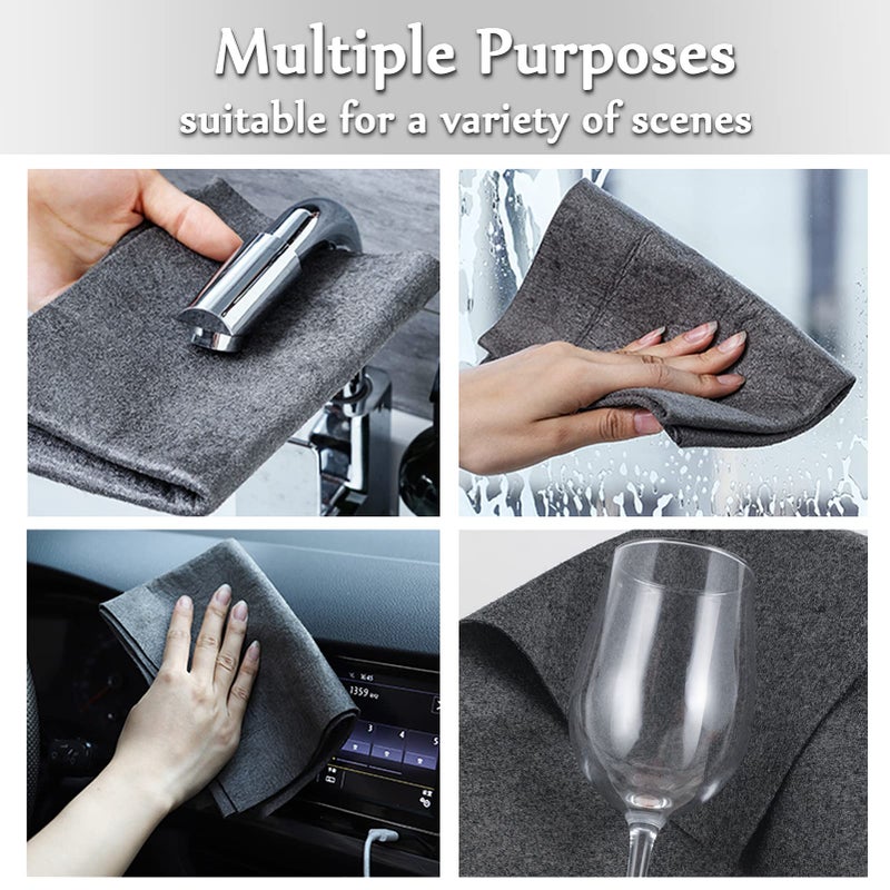 XANGNIER Thickened Magic Cleaning Cloth,8 Pcs Lint Free Cloth,Reusable Microfiber Cleaning Rag for Windows,Mirror,Glass,Car,Gray - Image 5