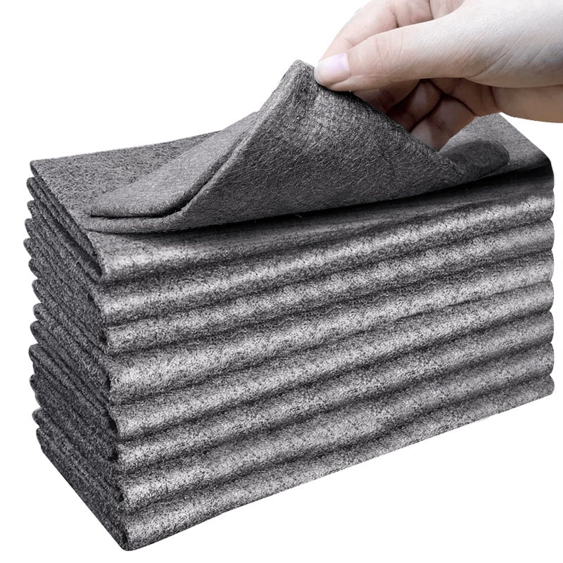 XANGNIER Thickened Magic Cleaning Cloth,8 Pcs Lint Free Cloth,Reusable Microfiber Cleaning Rag for Windows,Mirror,Glass,Car,Gray - Image 1