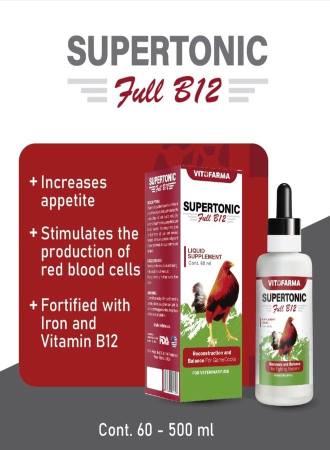 VITOFARMA Supertonic Full B12 for Rooster - Multivitamin boosters for Roosters, Vitamin Recovery Liquid 60ml - Image 3