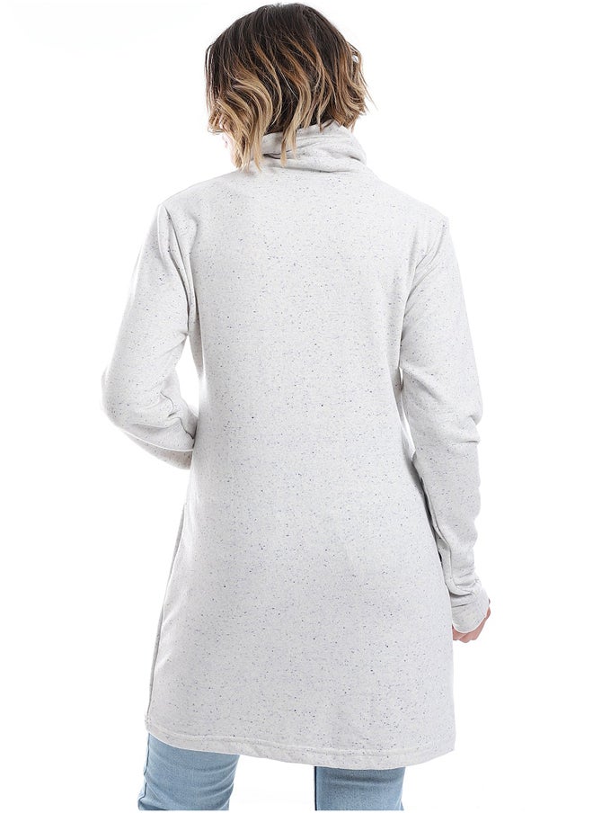 Andora - Self Pattern Long Sleeves Sweatshirt _ Navy Blue & Light Grey - Image 1