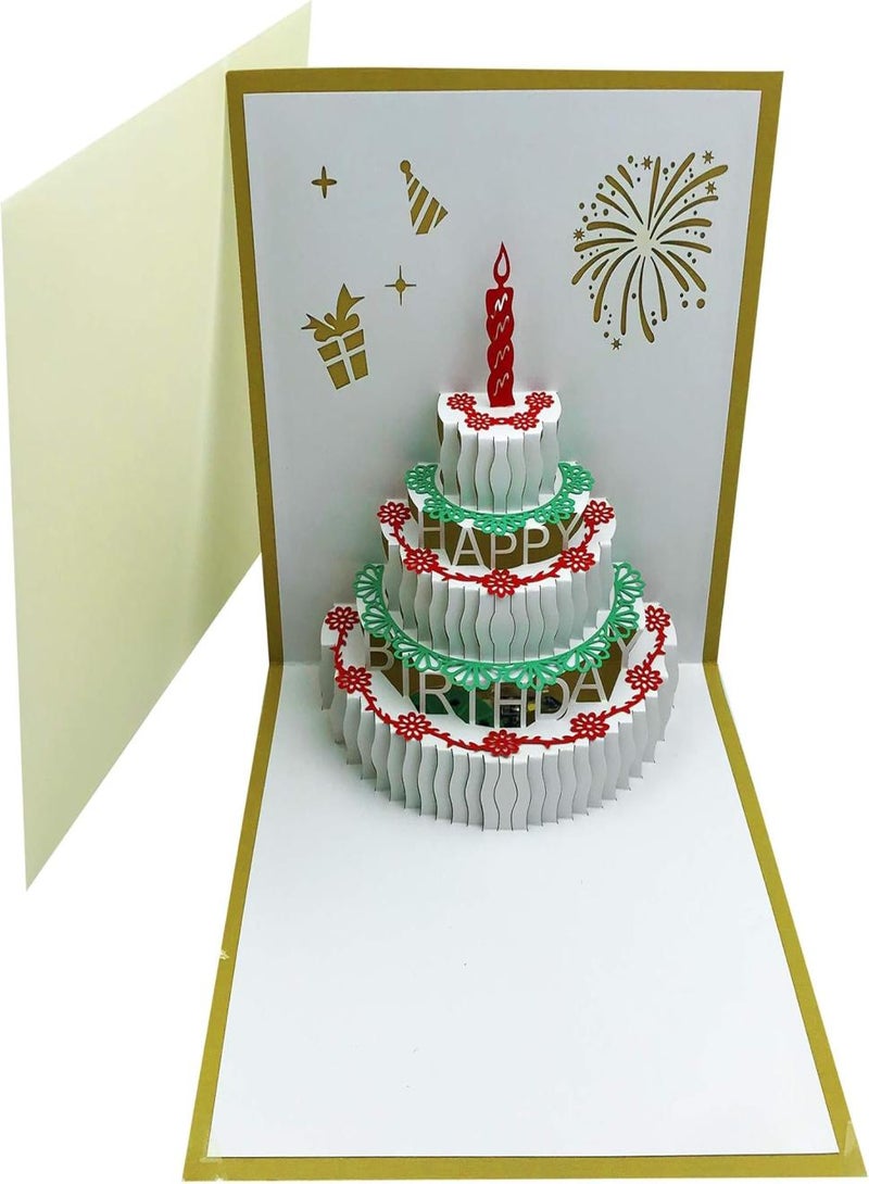 Generic 2-Piece Music 3D Card With Light, Automatic Pop-Up Cake Candles, Suitable For Friends, Family, Classmates (Red+Blue)  - Image 4