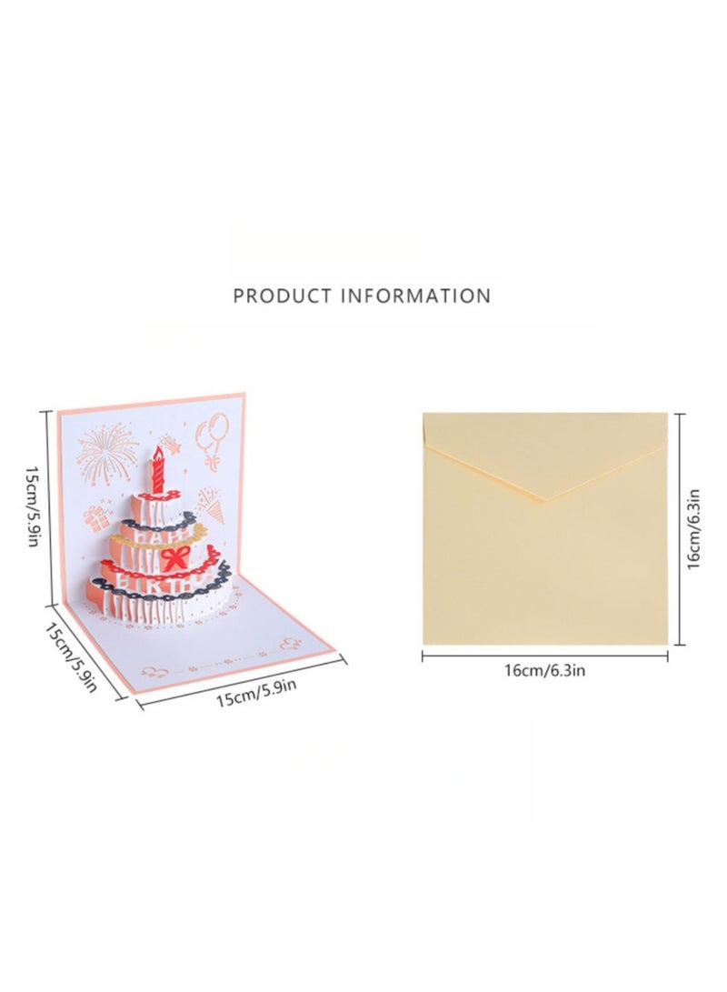 Generic 2-Piece Music 3D Card With Light, Automatic Pop-Up Cake Candles, Suitable For Friends, Family, Classmates (Red+Blue)  - Image 2
