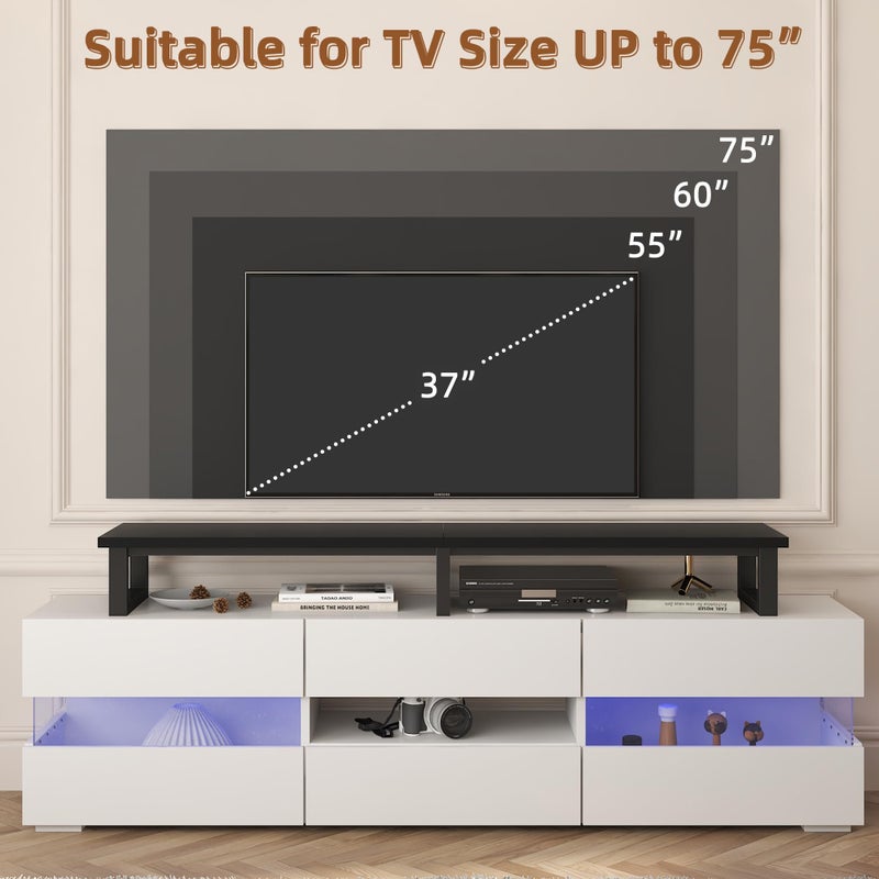 YAOHUOO 59" Large TV Riser for 32-75 inch TV, TV Riser Stand Shelf with Steel Legs, Tabletop TV Stand Riser for Home Office,Black - Image 3