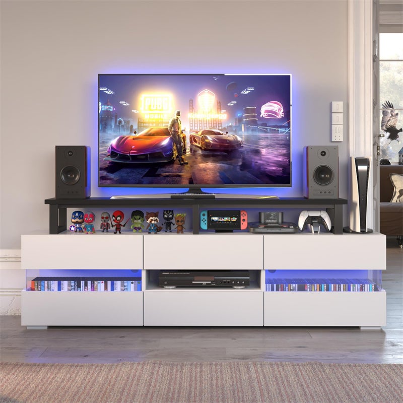 YAOHUOO 59" Large TV Riser for 32-75 inch TV, TV Riser Stand Shelf with Steel Legs, Tabletop TV Stand Riser for Home Office,Black - Image 4