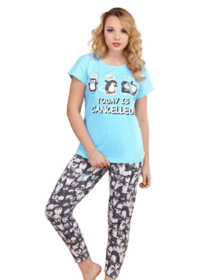 جنة بيجامة نسائي قطن كم قصير - PJ 622