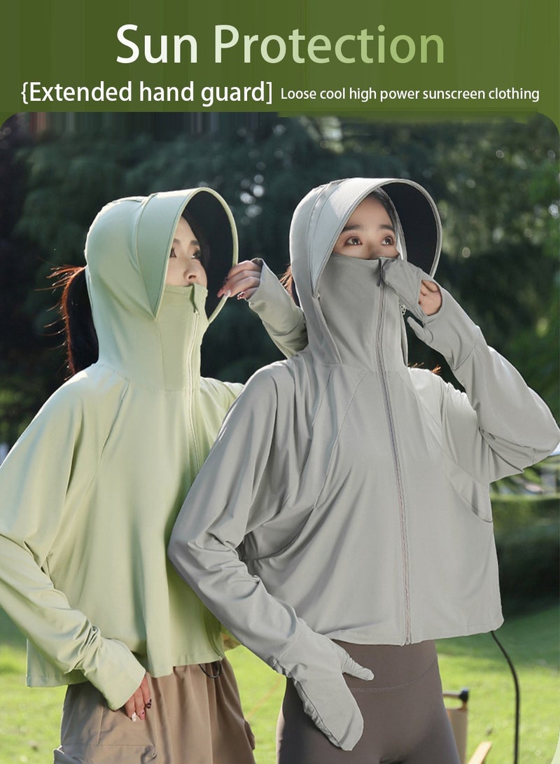 Moovant UPF50+ Sun Protection Jacket New Women's Summer Removable vinyl Hat Brim UV Protection Ice Silk Smock Sports Outdoor Cycling Walking Commuting Thin Sunscreen Clothing - Image 3