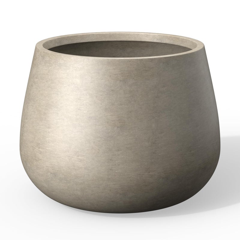 Kante Curva Series Planter, 10.2 Inch Round Concrete Flower Pot with Draiange Hole and Rubber Plug, Suitable for Indoor Plants, Home, Garden, Patio, Weathered Concrete - Image 1
