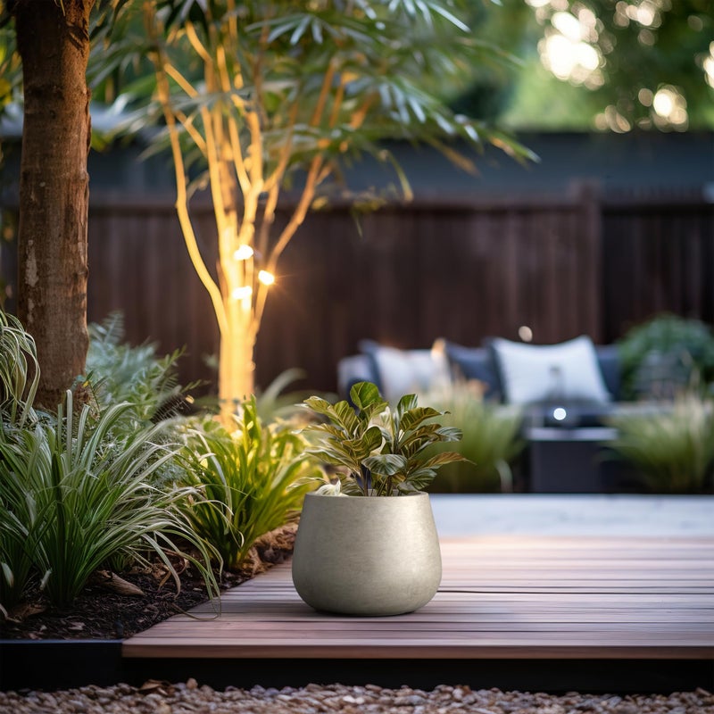 Kante Curva Series Planter, 10.2 Inch Round Concrete Flower Pot with Draiange Hole and Rubber Plug, Suitable for Indoor Plants, Home, Garden, Patio, Weathered Concrete - Image 4
