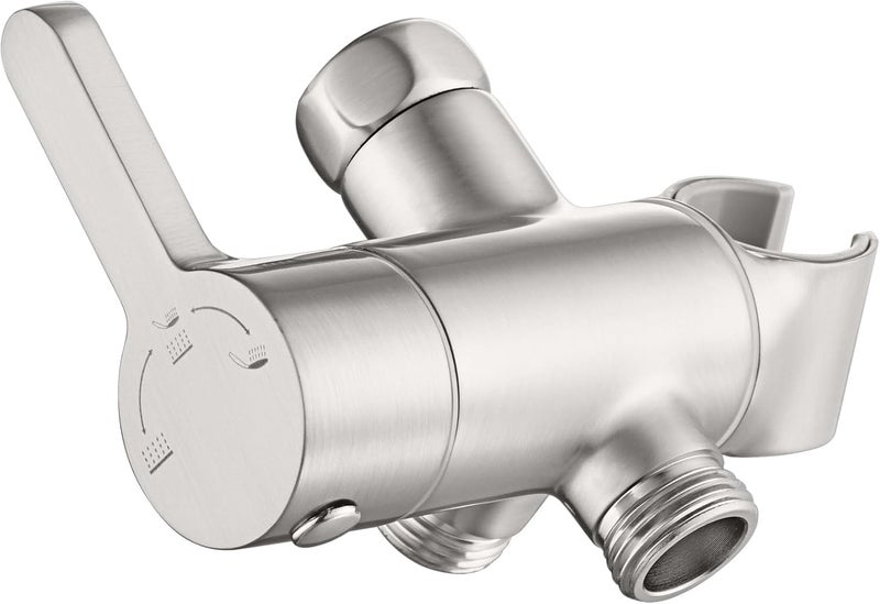 Uvish 3 Way Shower Diverter Valve with Hand Shower Holder, G1/2 Shower Head Splitter, Shower Arm Diverter, Bathroom Universal Shower System Replacement Part (Brushed) - Image 1