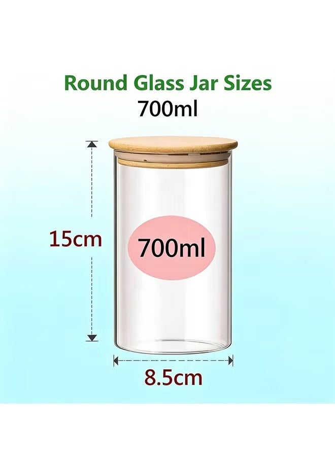 3 Pcs Glass Storage Jars Set ，700ml，Food Containers with Airtight Bamboo Lids, Perfect for Kitchen Organization - Flour, Rice, Pasta, Sugar, Coffee Beans - Image 2