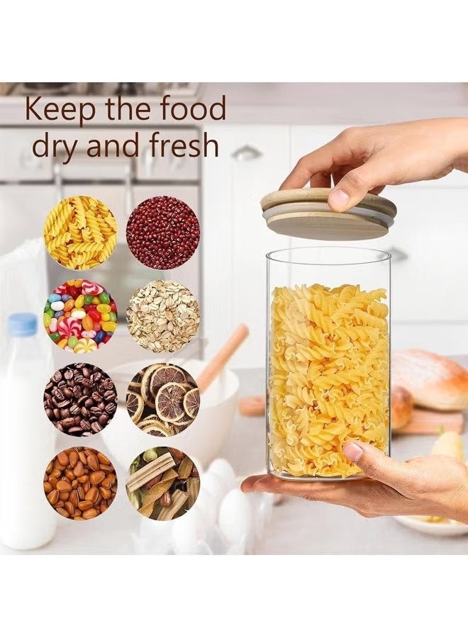 3 Pcs Glass Storage Jars Set ，700ml，Food Containers with Airtight Bamboo Lids, Perfect for Kitchen Organization - Flour, Rice, Pasta, Sugar, Coffee Beans - Image 3